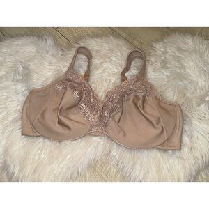 Glamorise 1240 Full Figure Wonderwire Bra Lace Unpadded UW Womens 40DD Beige